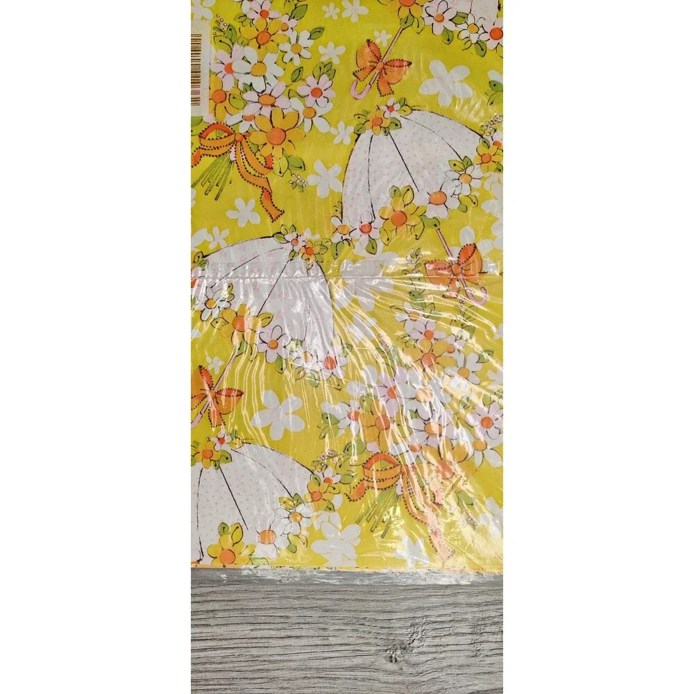 VTG American Greetings Bridal Shower Gift Wrap Paper Umbrellas Retro 60s, 70s
